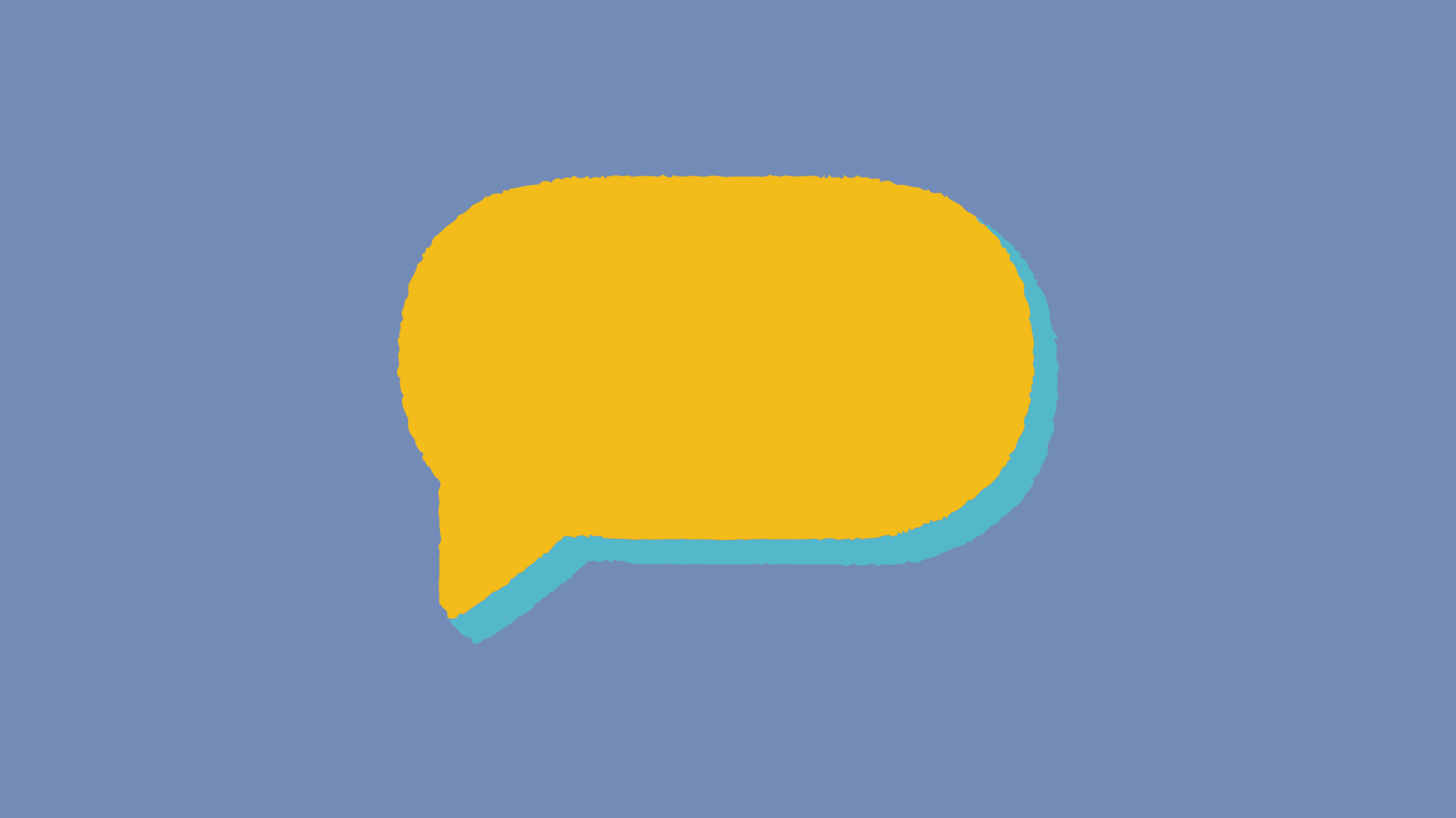 a yellow and blue speech bubble